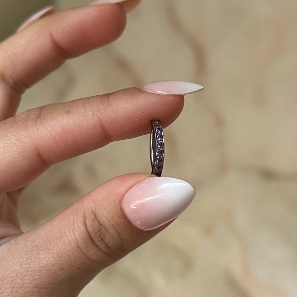 BRAND NEW purple gemstone silver titanium clicker belly button ring - Picture 4 of 6